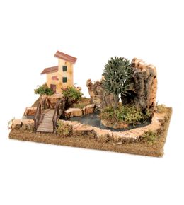 Décoration pour paysage de Noël : Petite rivière avec île 16x13x13cm