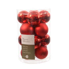Boîte de 16 mini-boules de Noël de Noël rouges en en verre mat d 3,5cm