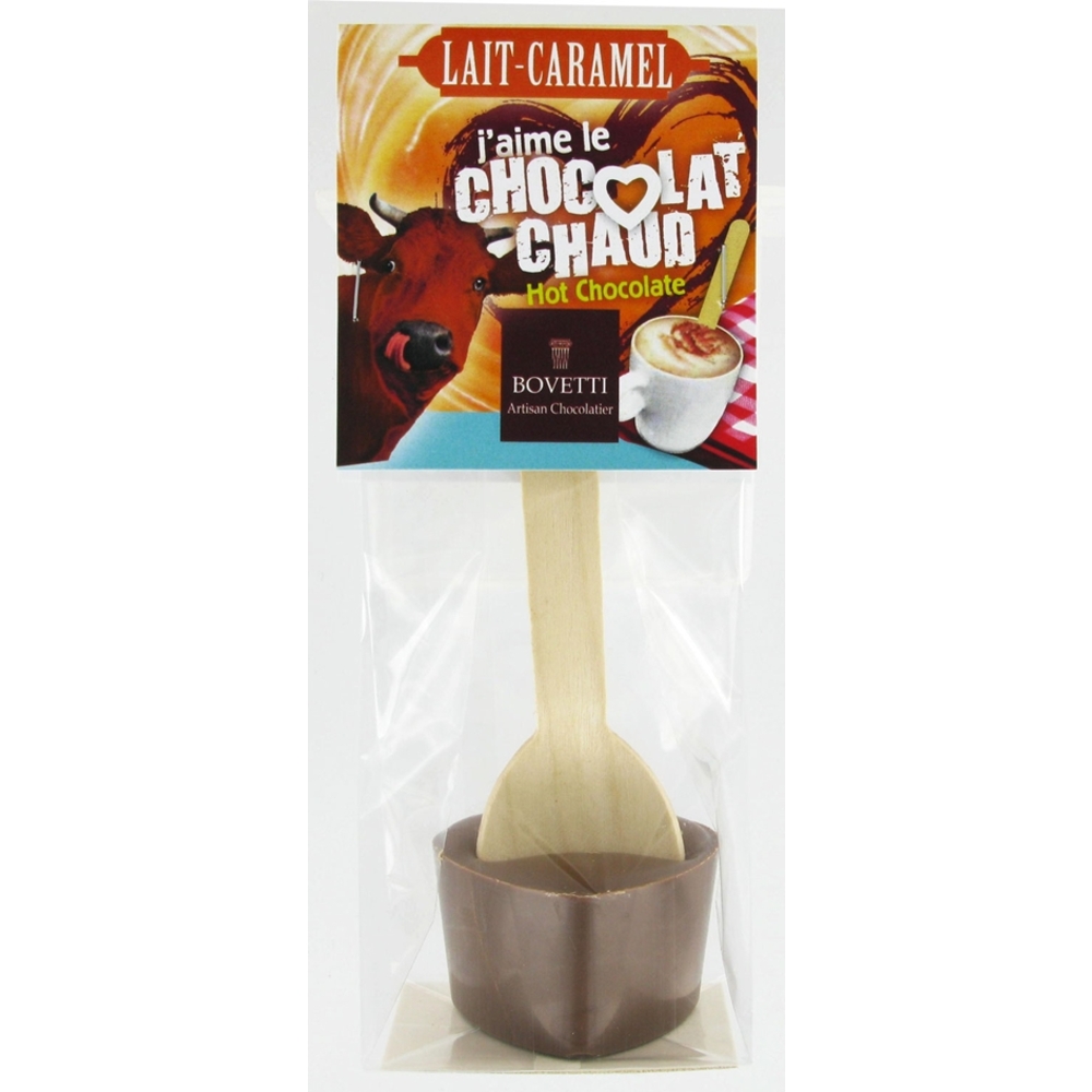 Cuillère 'J'aime le chocolat chaud': chocolat au lait-caramel 35g