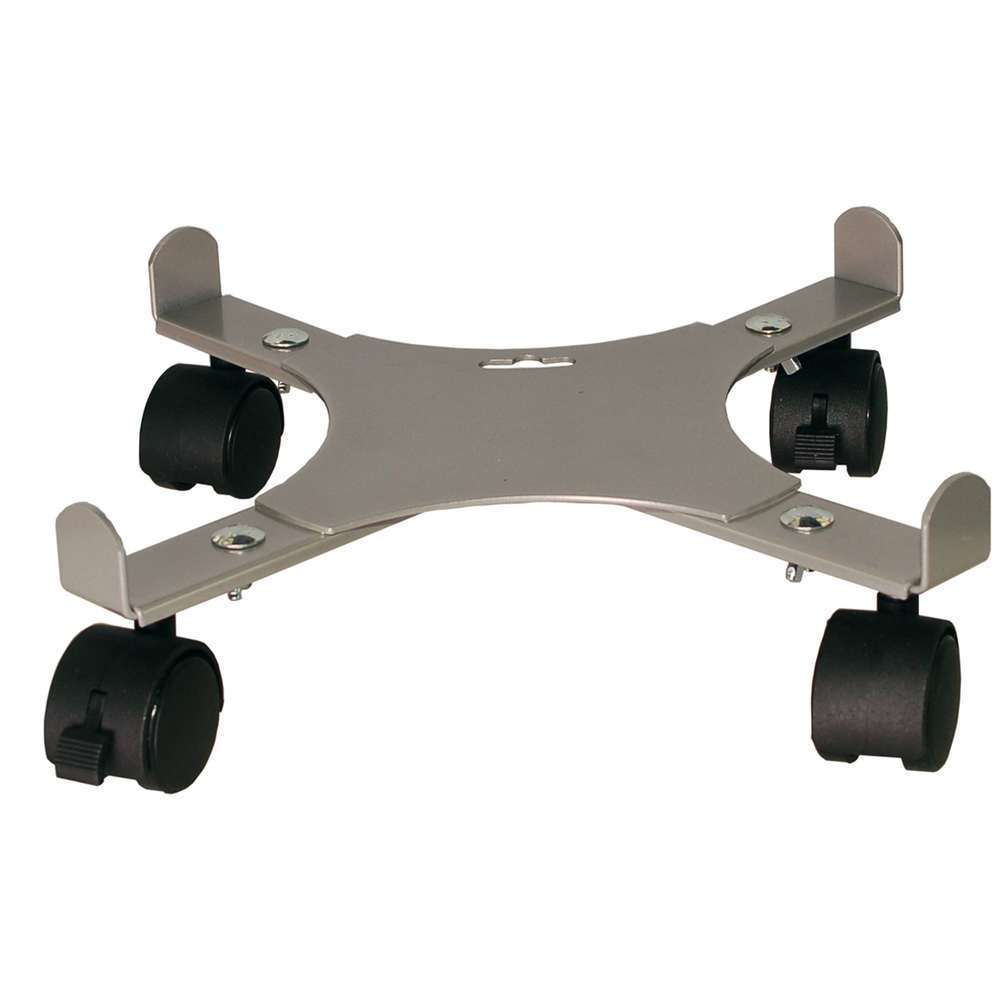 Support poterie extensible avec 4 roulettes, en métal gris alu 34-51cm