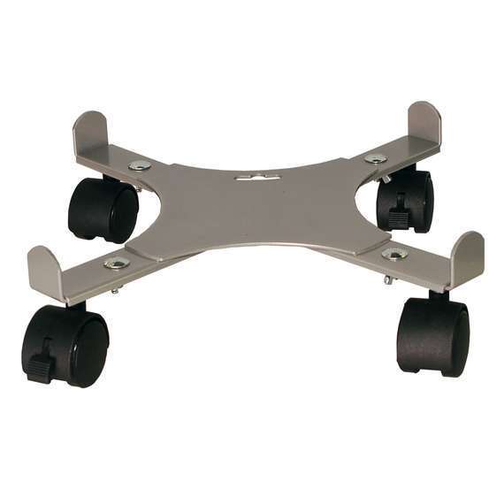 Support poterie extensible avec 4 roulettes, en métal gris alu 34-51cm