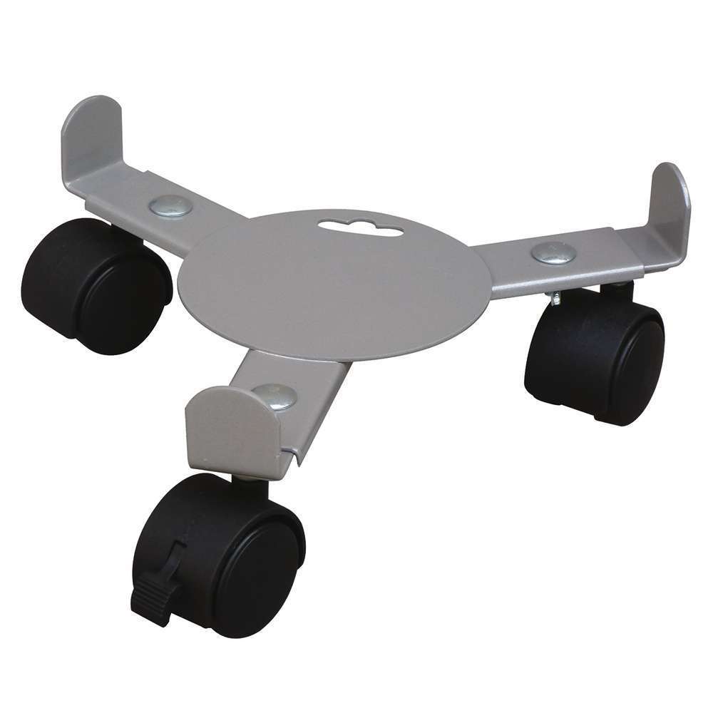 Support poterie extensible avec 3 roulettes, en métal gris alu 25-37cm