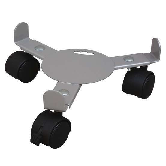 Support poterie extensible avec 3 roulettes, en métal gris alu 25-37cm