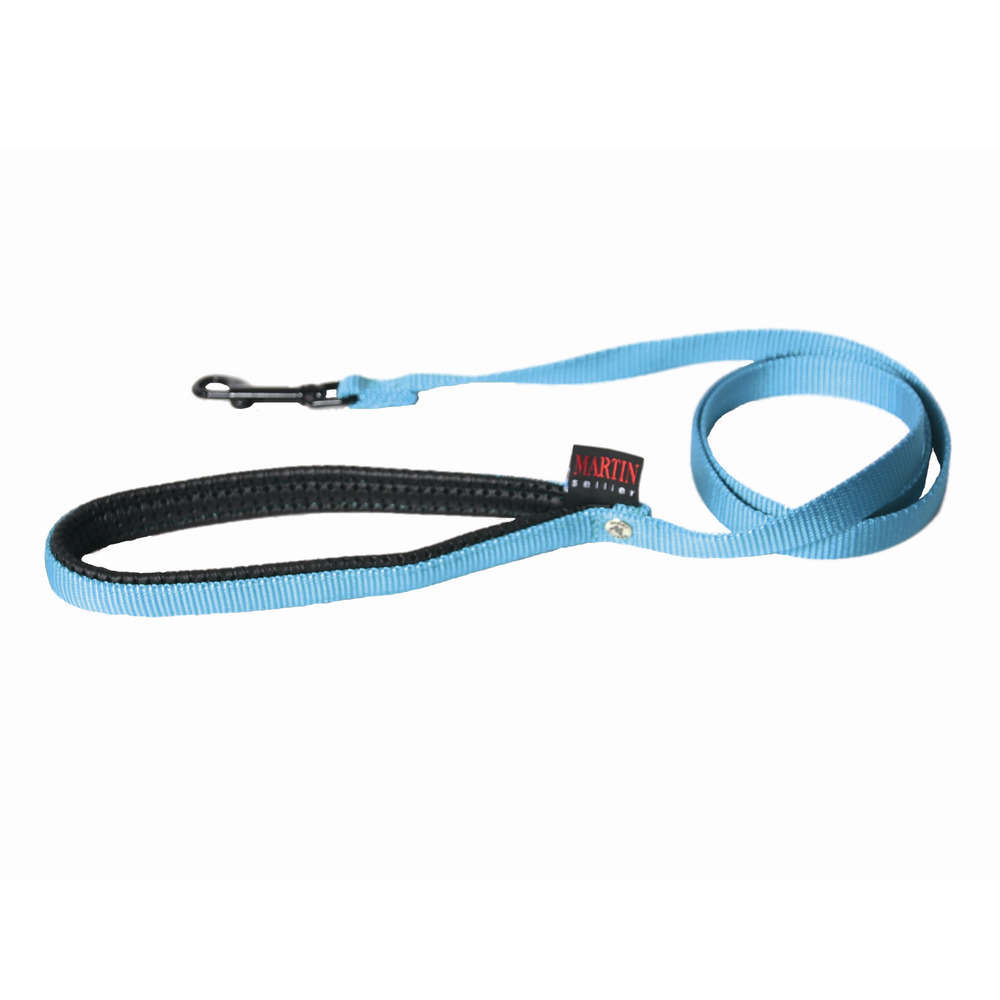 Laisse pour chiens en nylon avec poignée confort 1,6x120 cm turquoise
