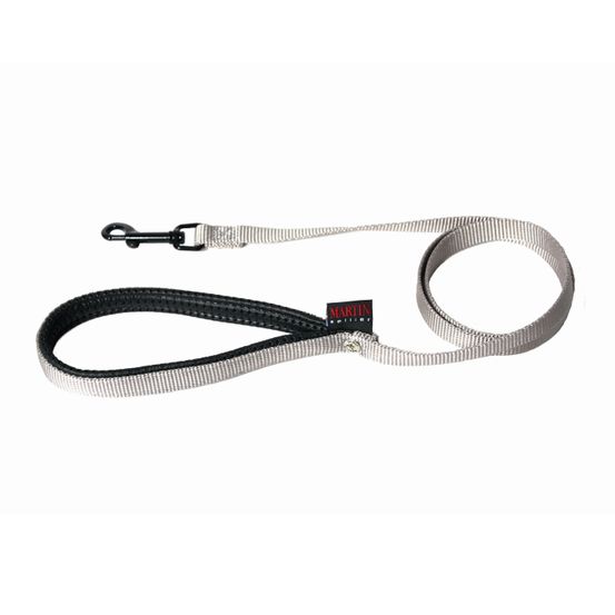 Laisse pour chiens en nylon double avec poignée confort 60 cm grise
