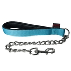 Laisse chien chaîne très forte avec poignée en nylon 60 cm turquoise