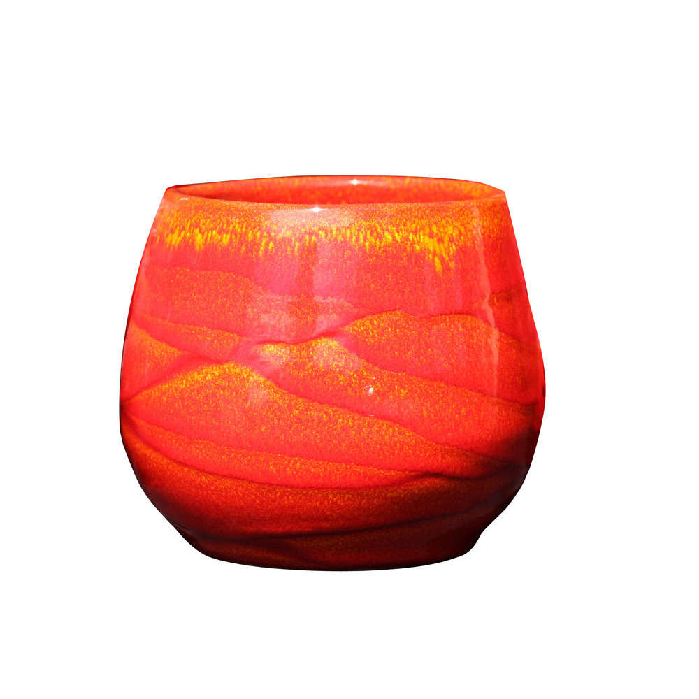 Pot Cancale en terre cuite émaillée, coloris soleil couchant Ø 17x17cm