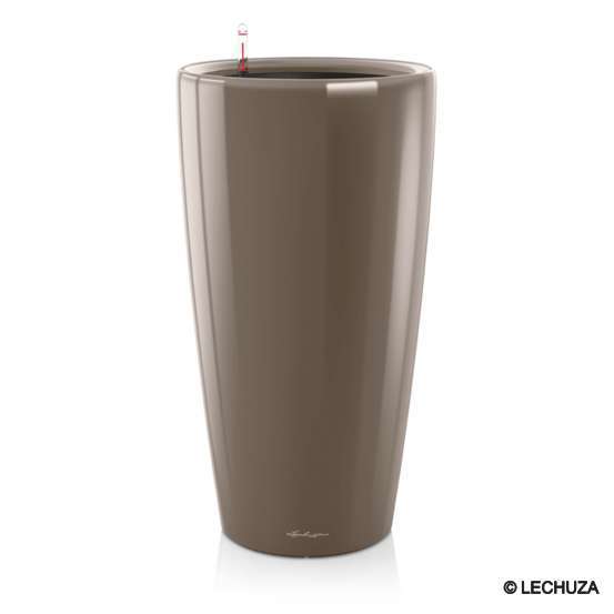 Pot Rondo Premium en polypropylène, taupe Ø 33 x H. 56 cm