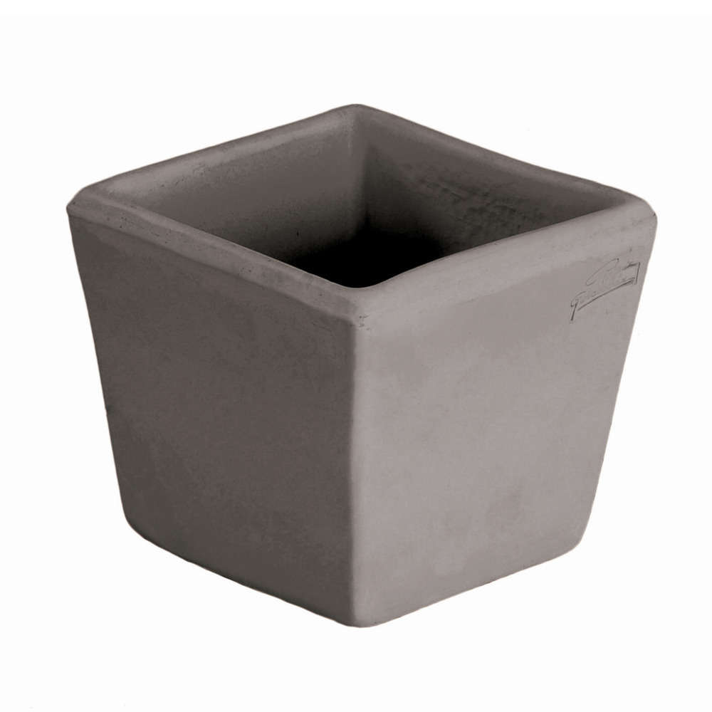 Petit pot carré en terre cuite grise L. 21 x l. 21 x H. 19cm