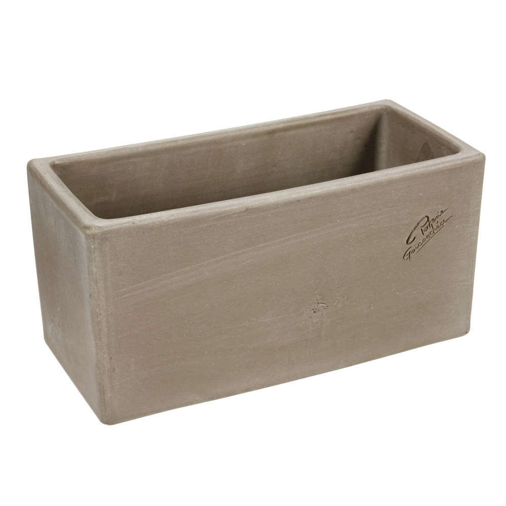 Jardinière contemporaine en terre cuite grise - 29x14x14cm