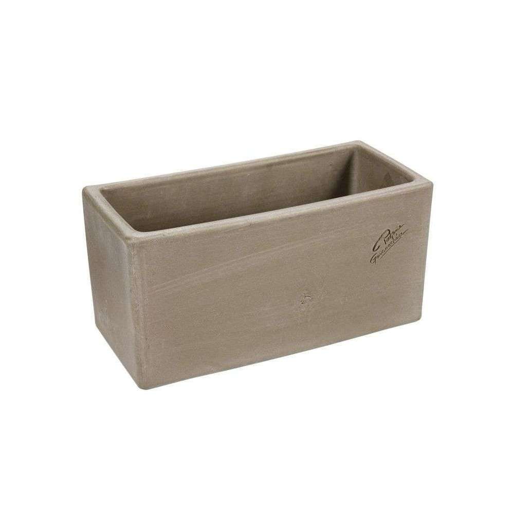 Jardinière contemporaine en terre cuite grise - 40x17x16cm