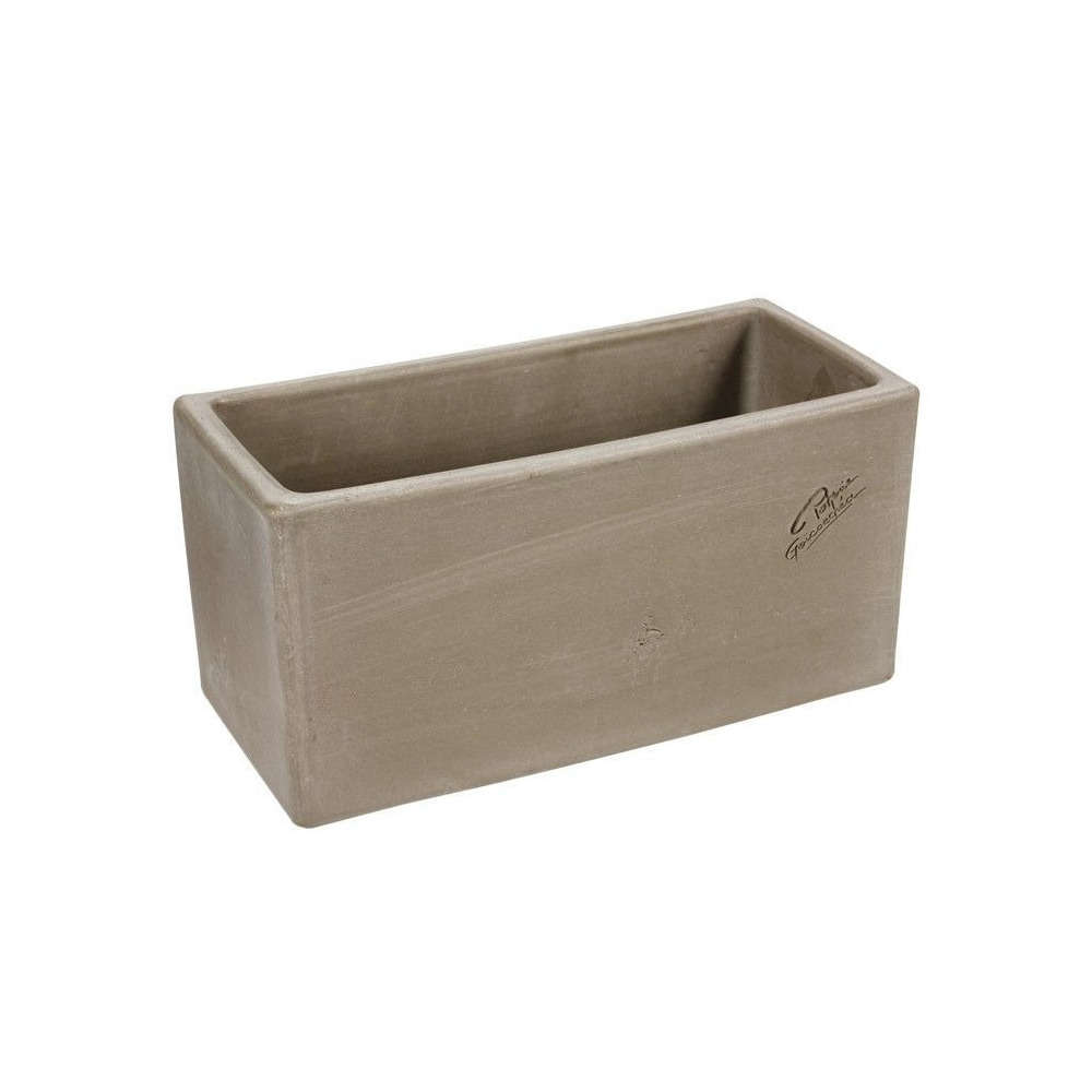 Jardinière contemporaine en terre cuite grise - 50x20x19cm