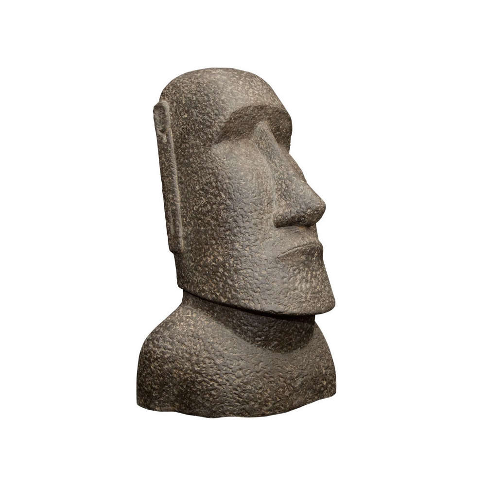 Moaï en pierre reconstituée gris naturel - H.30 cm