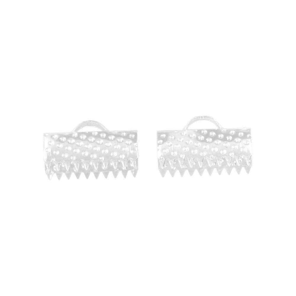 Sachet 12 embouts plats argentés, 6x12 mm