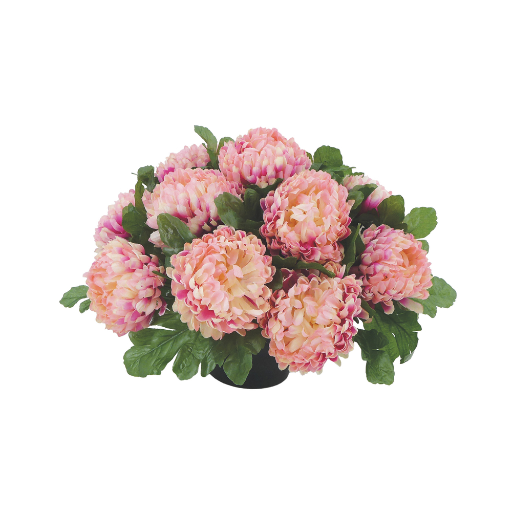 Coupe de chrysanthèmes artificiels, 14 têtes - Rose