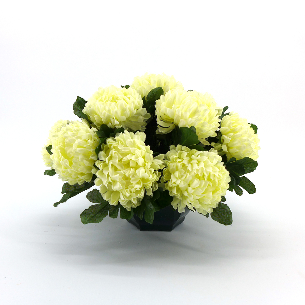 Coupe de chrysanthèmes artificiels, 14 têtes - Blanc