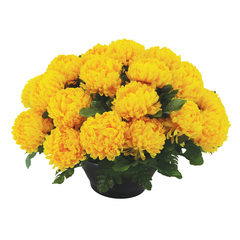 Coupe de chrysanthèmes artificiels, 28 fleurs - Jaune