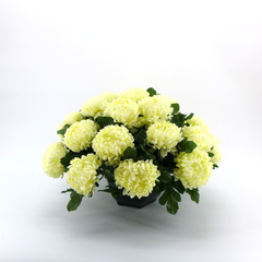 Coupe de chrysanthèmes artificiels, 28 fleurs- Blanc