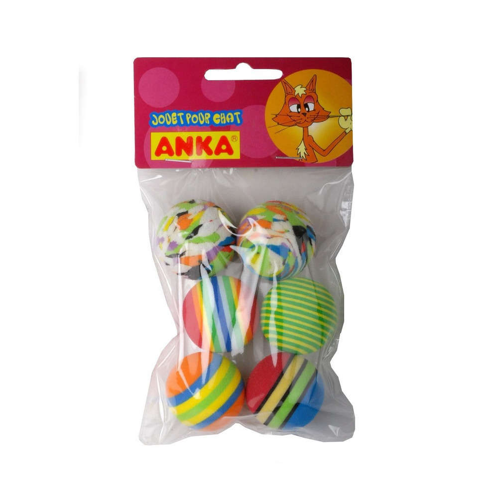 Balles assorties pour chat : Multicouleurs par 6