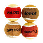 Balles tennis pour chien : par 4 Goût bœuf, poulet-hotdog et barbecue