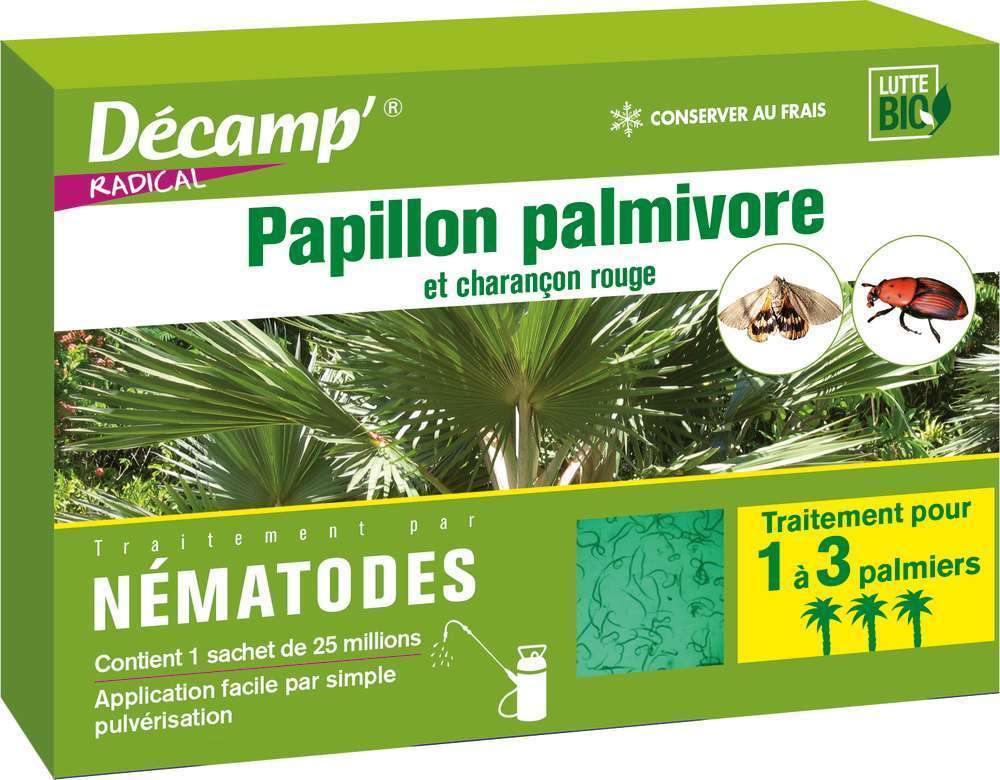 Nématodes contre le papillon palmivore ou le charançon rouge