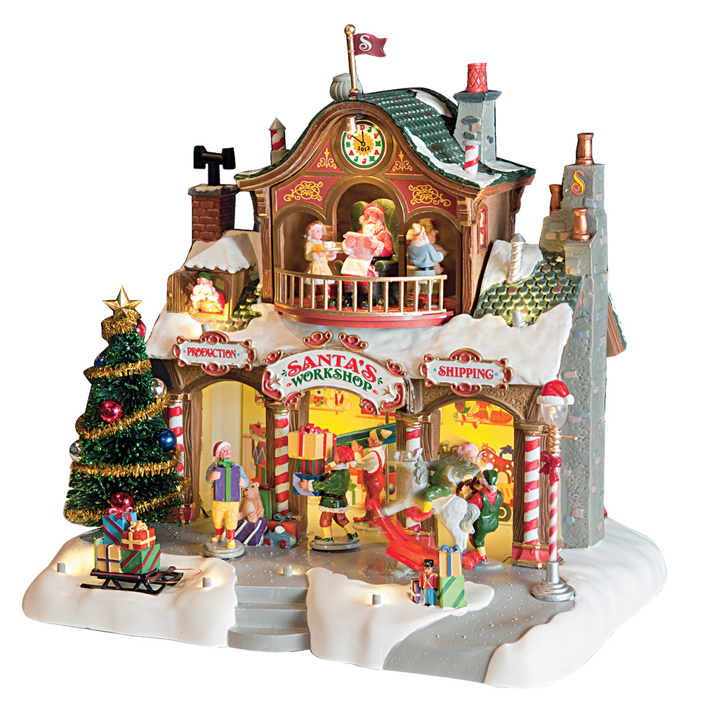 Scène lumineuse : Le magasin du père Noël "Santa's Workshop"