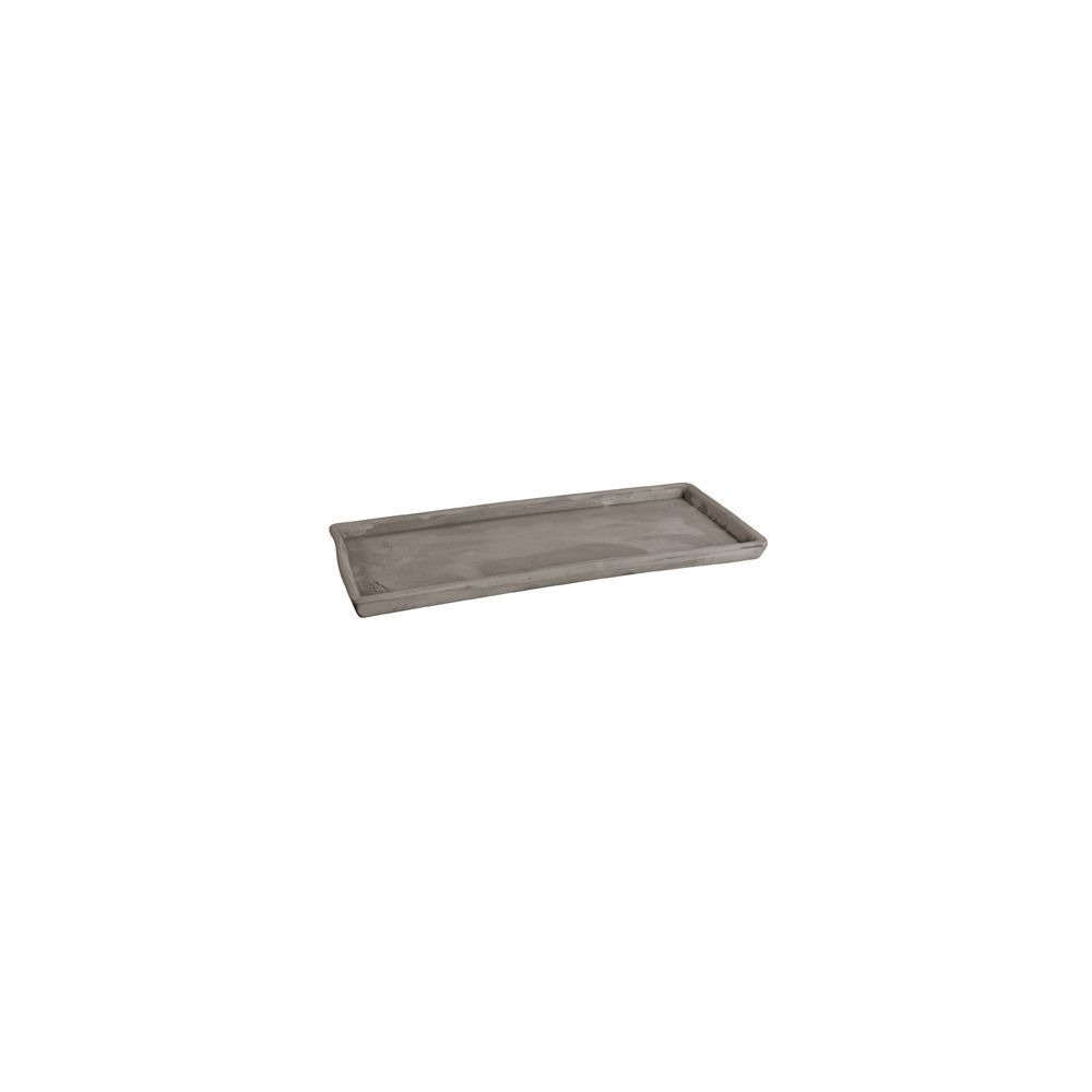 Soucoupe rectangle en terre cuite, gris L. 46 x l. 22 cm