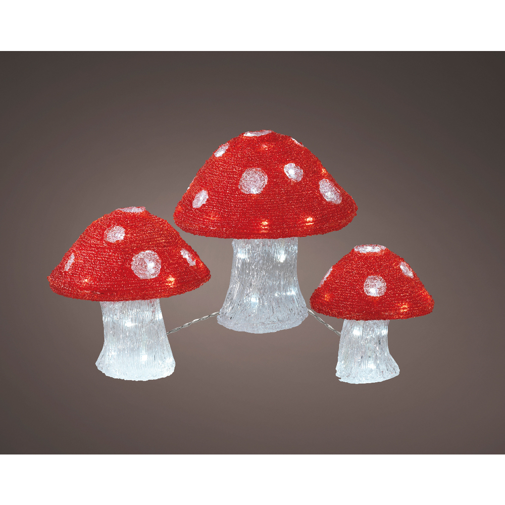 Champignon LED x3 plastique rouge/blanc