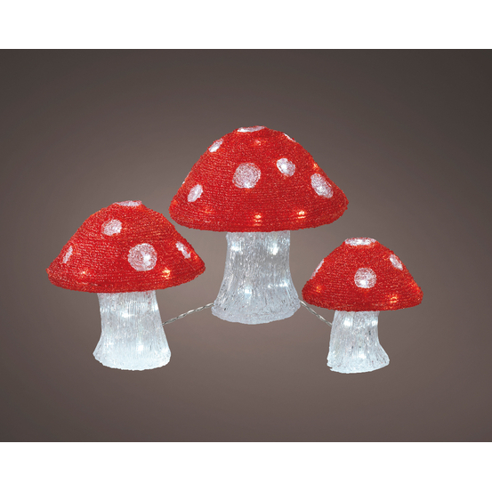 Champignon LED x3 plastique rouge/blanc