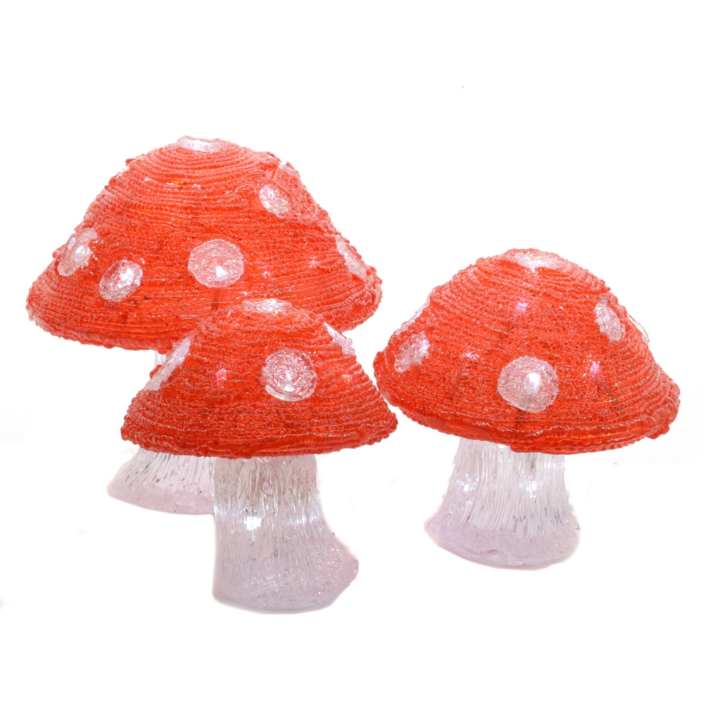 Champignon LED x3 plastique rouge/blanc
