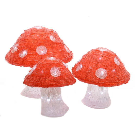 Champignon LED x3 plastique rouge/blanc