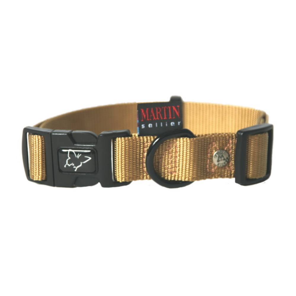 Collier réglable nylon uni largeur 2cm et longueur 55cm beige