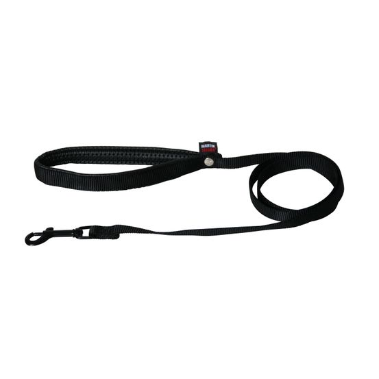 Laisse double épaisseur nylon uni largeur 2,5cm et longueur 60cm Noir