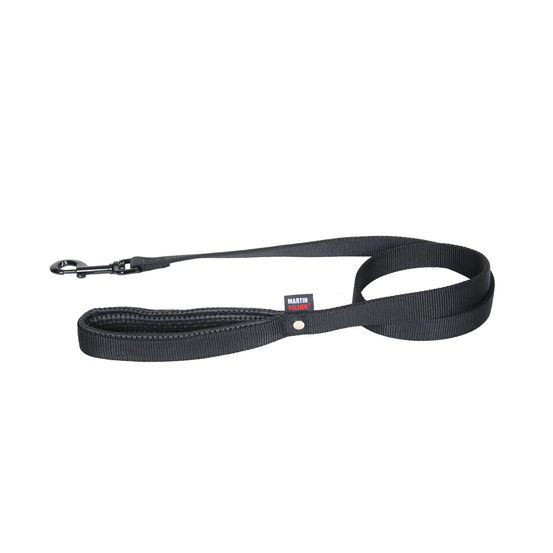 Laisse double épaisseur nylon uni largeur 2,5cm et long 120cm Noir