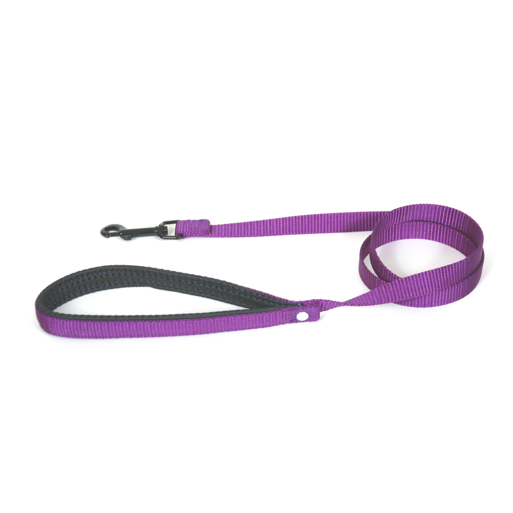 Laisse double épaisseur nylon uni largeur 2,5cm et long 120cm Mauve