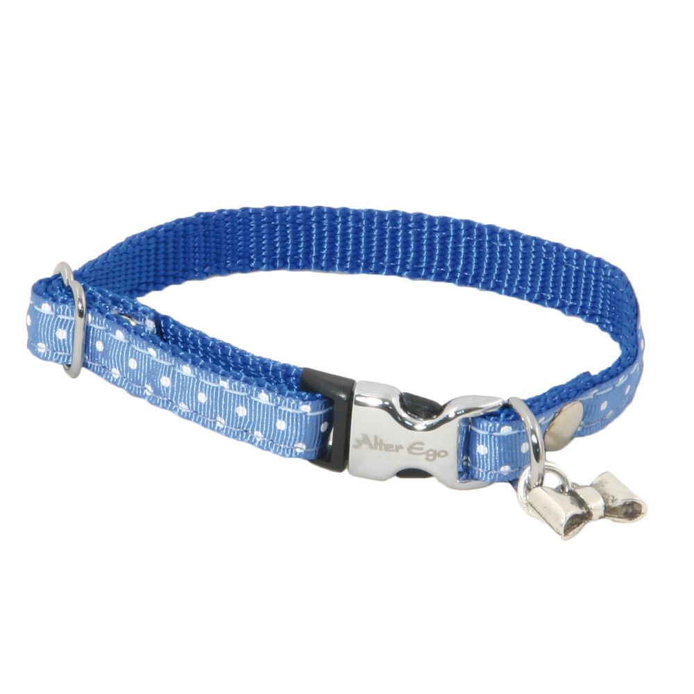 Collier motif Pois S largeur 1cm et longueur 27cm bleu