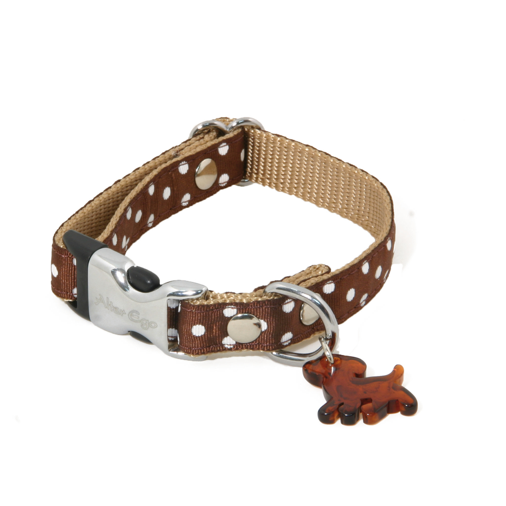 Collier motif Pois S largeur 1,5cm et longueur 33cm marron