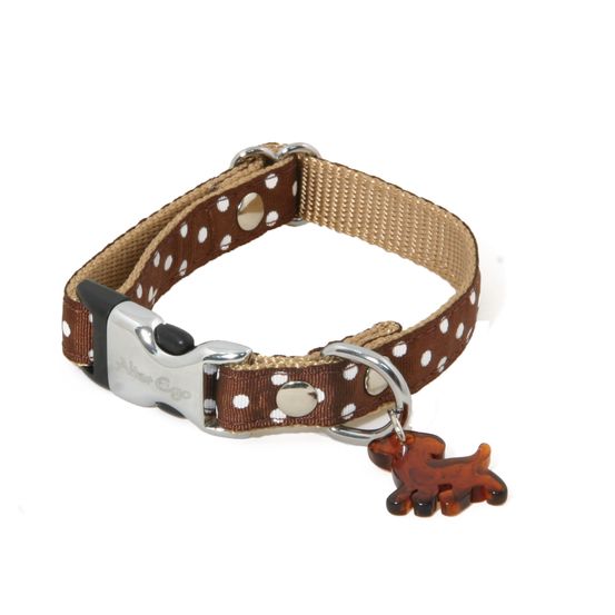 Collier motif Pois S largeur 1,5cm et longueur 33cm marron