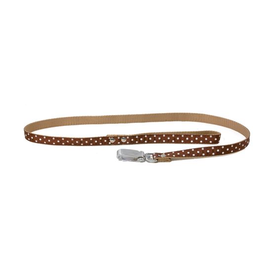 Laisse nylon Pois marron largeur de 1,5 cm et longueur de 100 cm