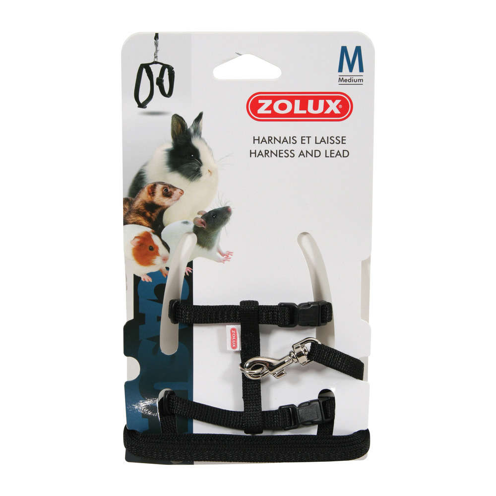 Harnais et Laisse Nacs M : Tour de cou 12-18 cm Noir