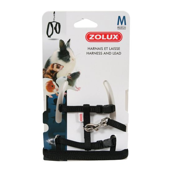 Harnais et Laisse Nacs M : Tour de cou 12-18 cm Noir
