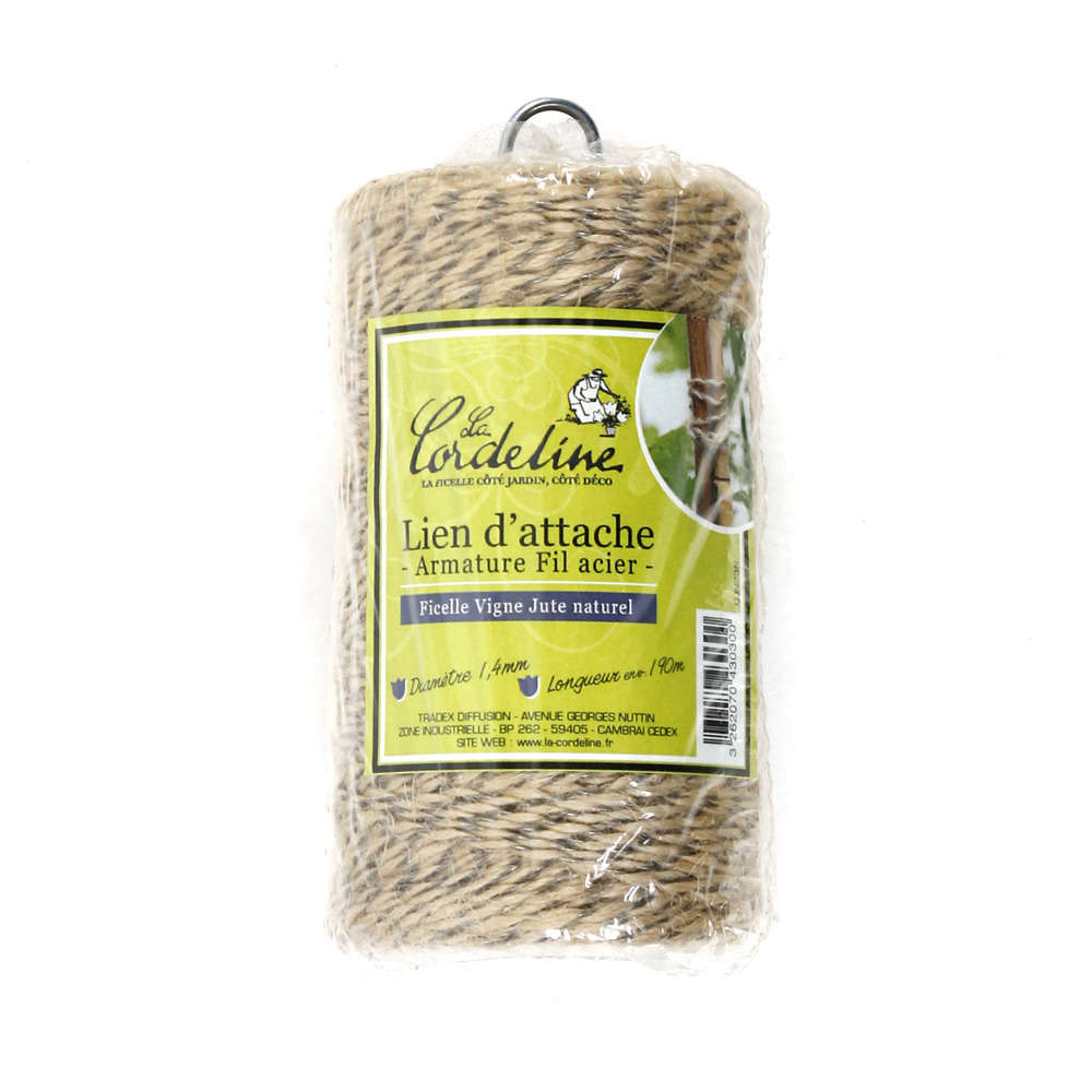 Pelotte ficelle en Jute + Fil acier D1,4mm