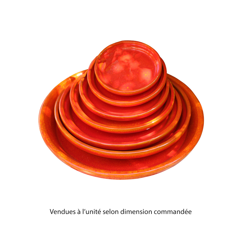 Soucoupe en terre cuite émaillée, coloris Soleil Couchant Ø 17 cm
