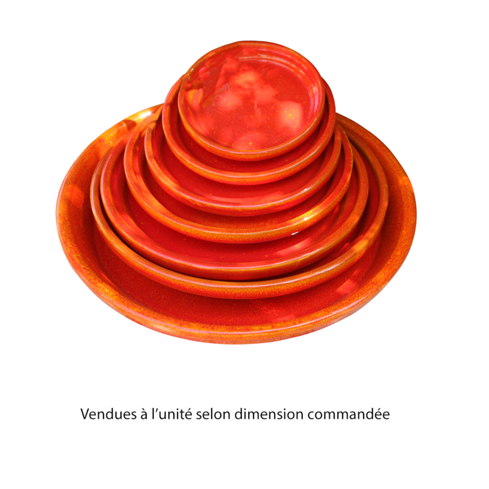 Soucoupe en terre cuite émaillée, coloris Soleil Couchant Ø 23 cm