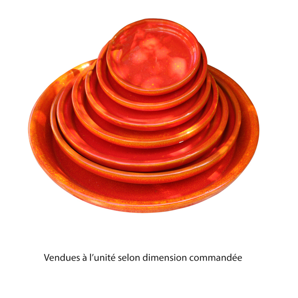 Soucoupe en terre cuite émaillée, coloris Soleil Couchant Ø 30 cm