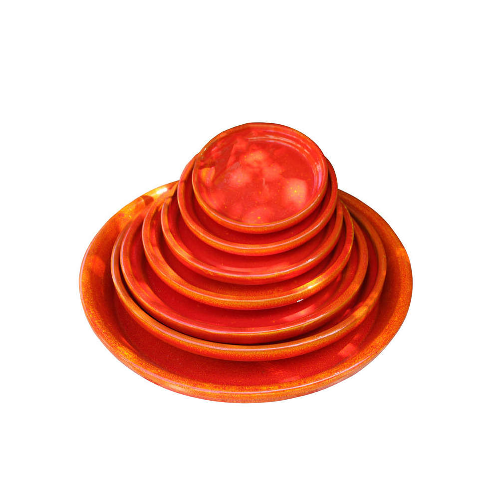 Soucoupe en terre cuite émaillée, coloris Soleil Couchant Ø 34 cm
