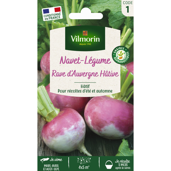 Graines de navet fourrager d'Auvergne Hâtif en sachet