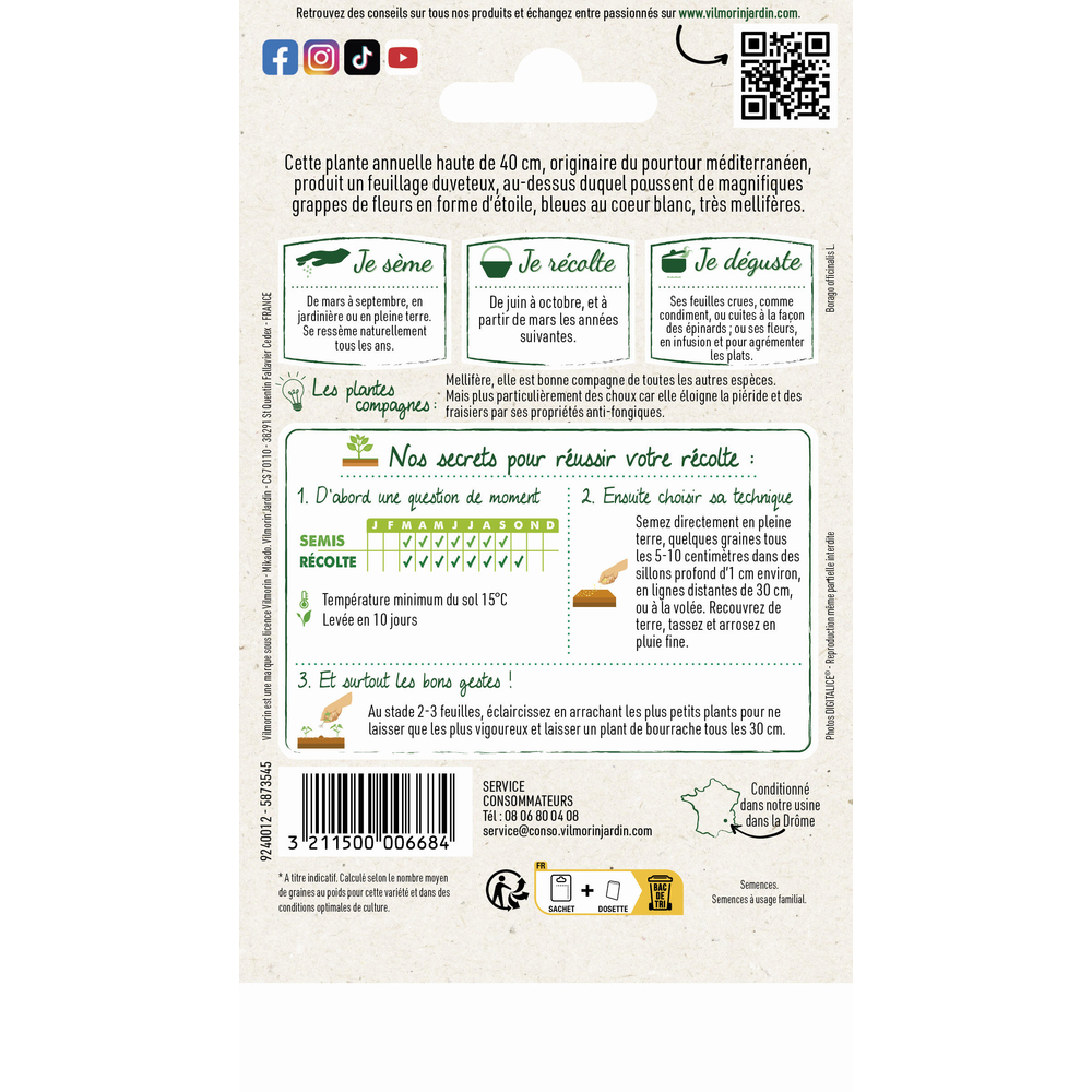 Graines de Bourrache Officinale en sachet en sachet