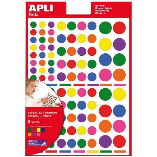 Gommettes enlevables x700 (6 feuilles), coloris assortis