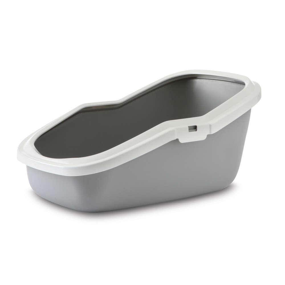 Bac à litière avec rebord Aseo : gris